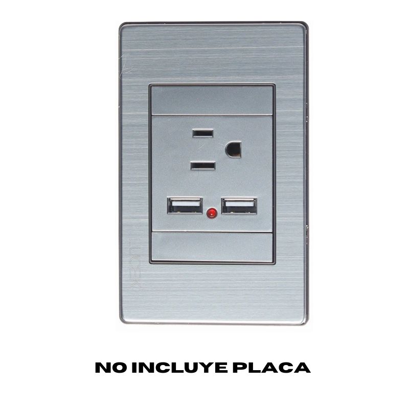 LCK- 2 TOMAS DE USB Y CONTACTO PLATEADO