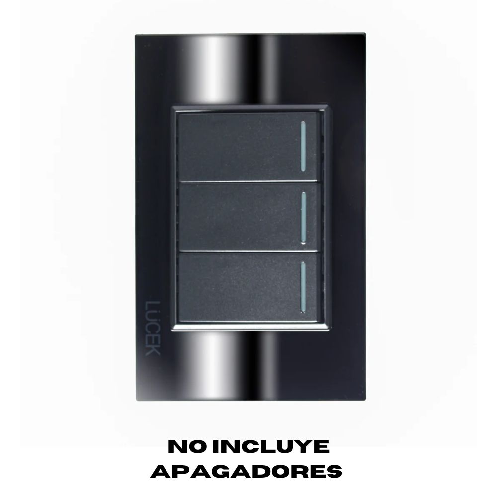 LCK- PLACA METÁLICA DE 3 MÓDULOS CRISTAL NEGRO ESPEJO
