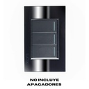 LCK- PLACA METÁLICA DE 3 MÓDULOS CRISTAL NEGRO ESPEJO
