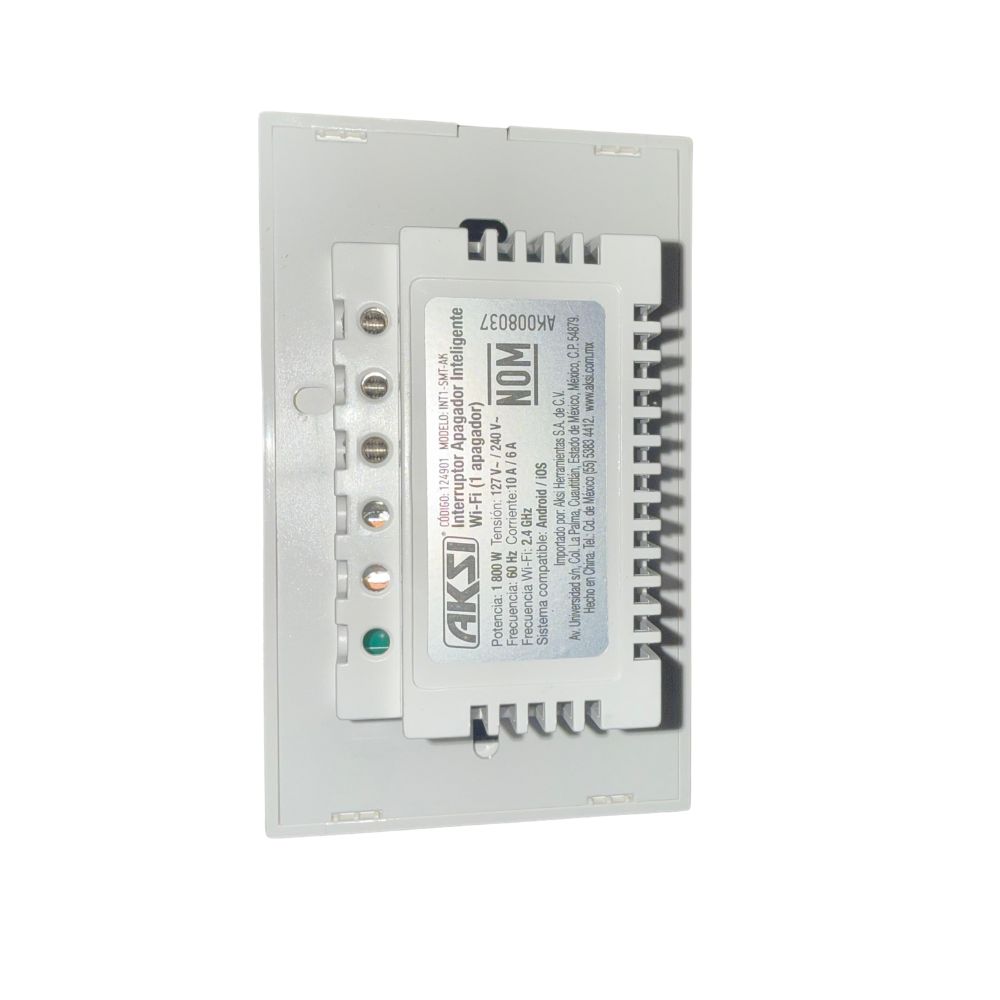 AKS - PLACA INTERRUPTOR APAGADOR INTELIGENTE WIFI, 1 APAGADOR.