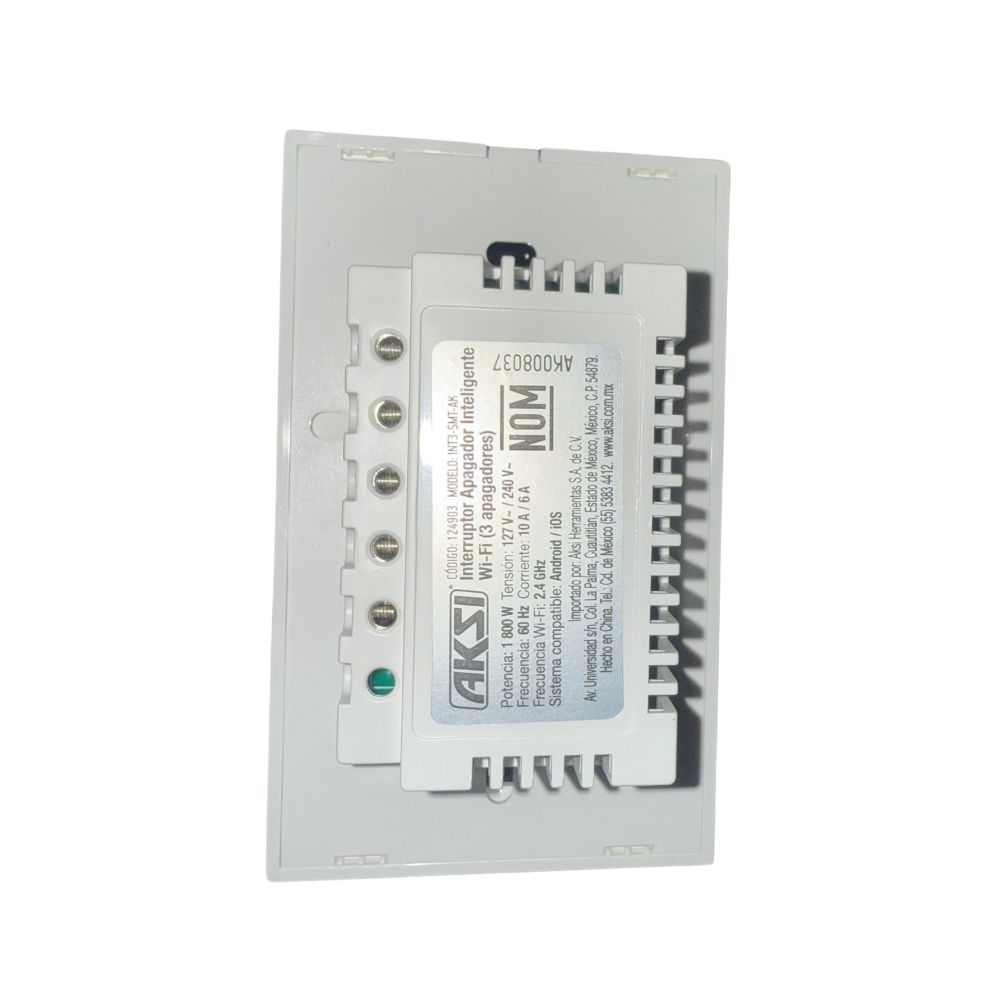 AKS - PLACA INTERRUPTOR APAGADOR INTELIGENTE WIFI, 3 APAGADORES