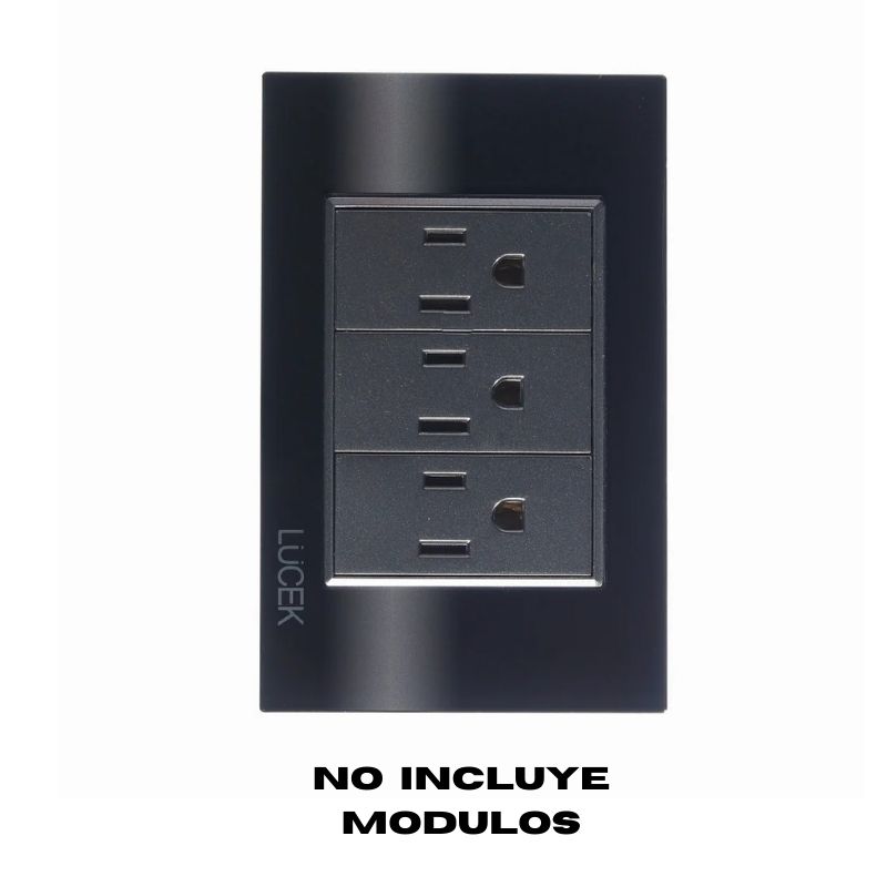 LCK- PLACA METÁLICA DE 3 MÓDULOS CRISTAL NEGRO