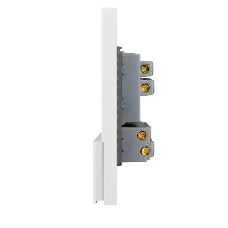 LCK - PLACA PLANA CON 1 INTERRUPTOR DE ESCALERA Y 1 CONTACTO DE 1.5 MODULOS FLAT BLANCO
