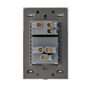 LCK - PLACA PLANA CON 1 INTERRUPTOR DE ESCALERA Y 1 CONTACTO DE 1.5 MODULOS FLAT  PLATEADO