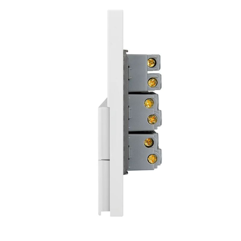 LCK - PLACA PLANA CON 2 INTERRUPTORES DE ESCALERA Y 1 CONTACTO DE 1 MODULO FLAT BLANCO