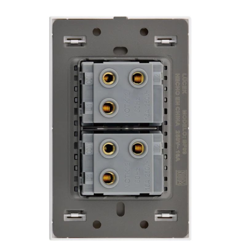 LCK - PLACA PLACA CON 2 INTERRUPTORES DE ESCALERA DE 1.5 MODULOS FLAT PLATEADO