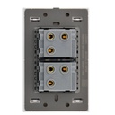 LCK - PLACA PLACA CON 2 INTERRUPTORES DE ESCALERA DE 1.5 MODULOS FLAT PLATEADO