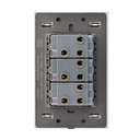 LCK - PLACA PLANA CON 3 INTERRUPTORES DE ESCALERA DE 1 MODULO FLAT NEGRO