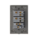 LCK - PLACA PLANA CON 2 INTERRUPTORES DE ESCALERA Y 1 CONTACTO DE 1 MODULO FLAT PLATEADO