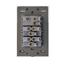 PLACA PLANA CON 1 INTERRUPTOR DE ESCALERA Y 2 CONTACTOS DE 1 MODULO FLAT PLATEADO