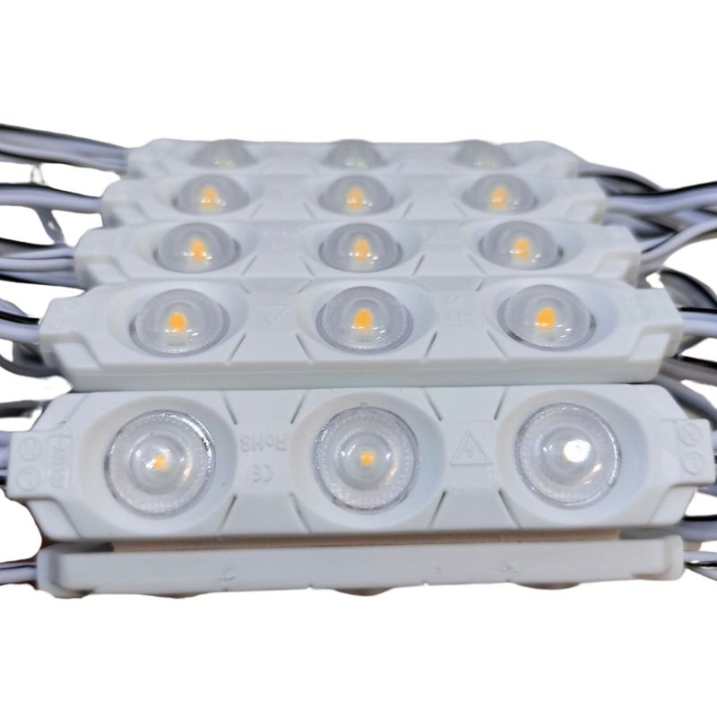 100pz Módulos 3 Led P/ Exterior C/ Lupa 110v Calido Directo