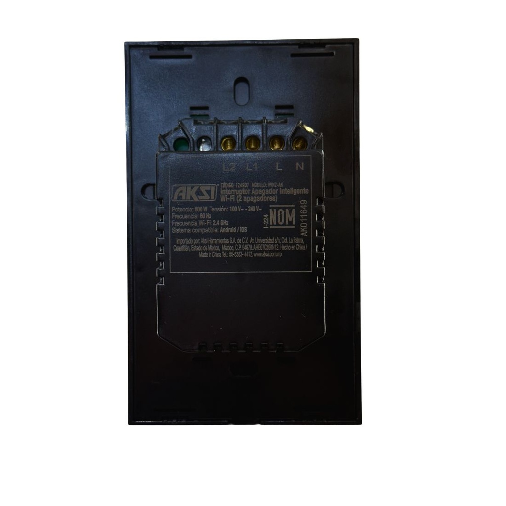 AKS - PLACA INTERRUPTOR APAGADOR INTELIGENTE WIFI, 1 APAGADOR NEGRO