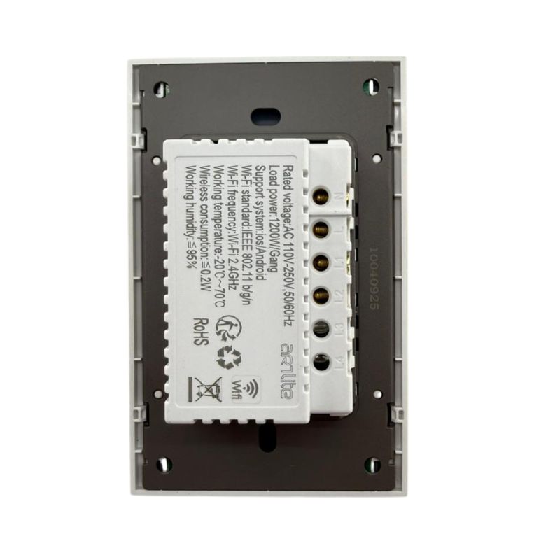INN - PLACA LUXURY SMART WiFi BT APAGADOR DE 2 INTERRUPTORES NEGRO