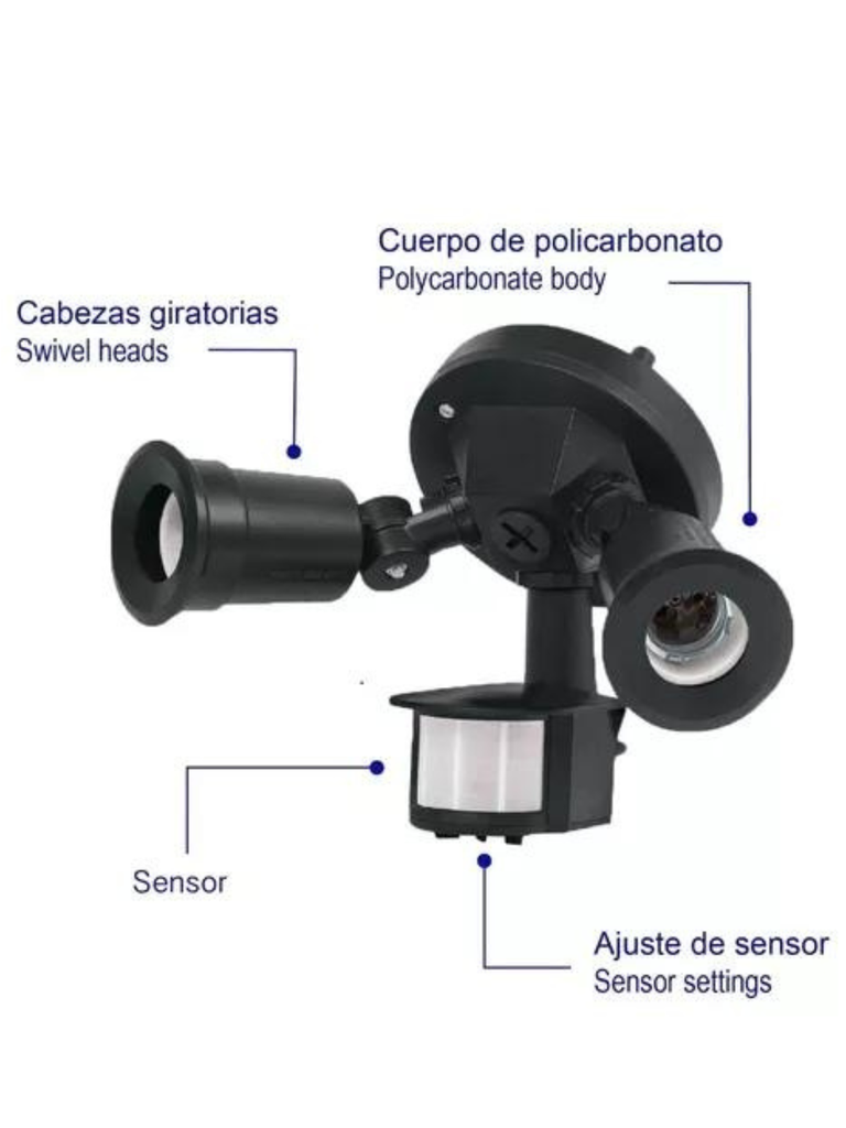 LUMINARIO PARA INTERPERIE 300W, SENSOR DE MOVIMIENTO, NEGRO