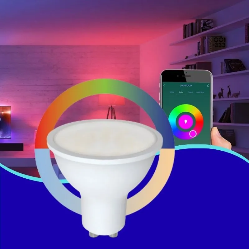 [ALA-030] INN- KIT DE 2 FOCOS LED WIFI+BLUET APP GU10 6W COLORES+CW