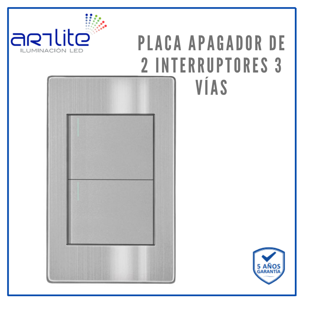 APL-102 PLACA APAGADOR 2 INTERRUPTOR 3 VIAS GRIS