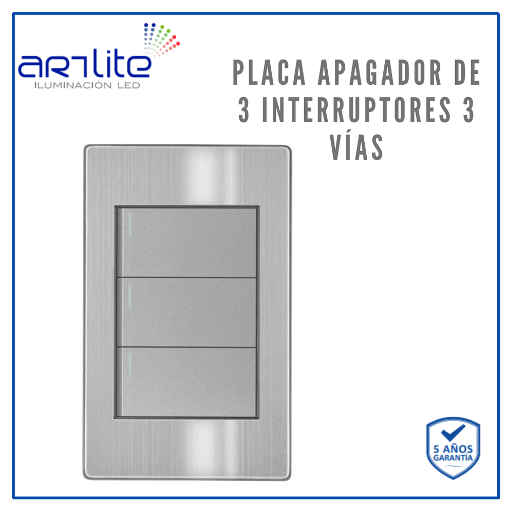 [APL-103] APL-103 PLACA APAGADOR 3 INTERRUPTOR 3 VIAS GRIS