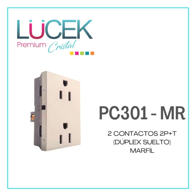 [PC301-MR] LCK- 2 CONTACTO 2P+T DUPLEX SUELTO MARFIL
