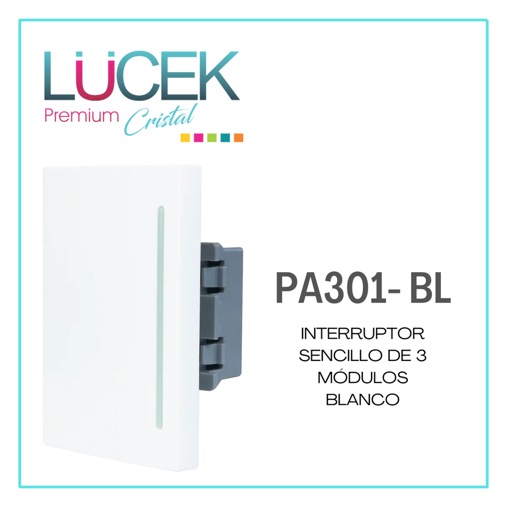 [PA301-BL] LCK- INTERRUPTOR SENCILLO DE 3 MÓDULOS BLANCO