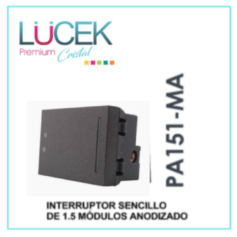 [PA151-MA] LCK- INTERRUPTOR SENCILLO DE 1.5 MÓDULOS ANODIZADO