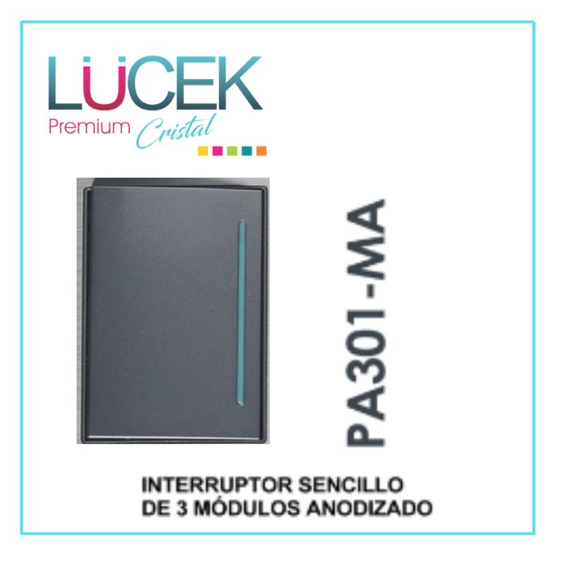 [PA301-MA] LCK- INTERRUPTOR SENCILLO DE 3 MÓDULOS ANODIZADO