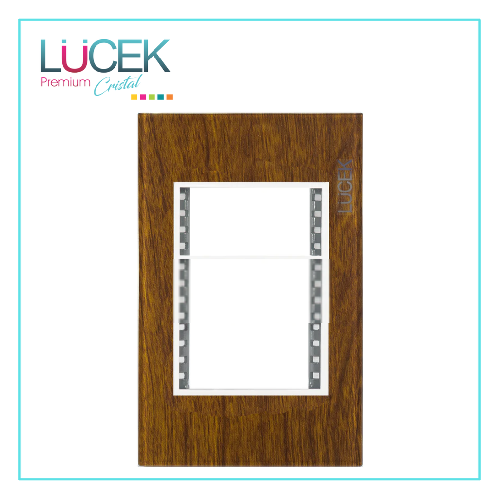 LCK- PLACA METÁLICA DE 3 MÓDULOS COLOR MADERA CEREZO (CLARO)