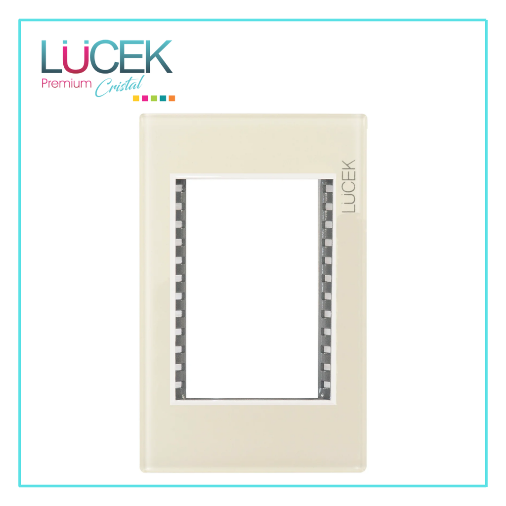 LCK- PLACA METÁLICA DE 3 MÓDULOS COLOR HUESO