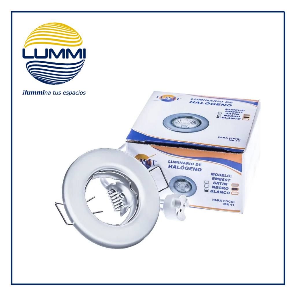 [EM8607/BL] LUM- ARO METÁLICO REDONDO LISO BCO P/MR11