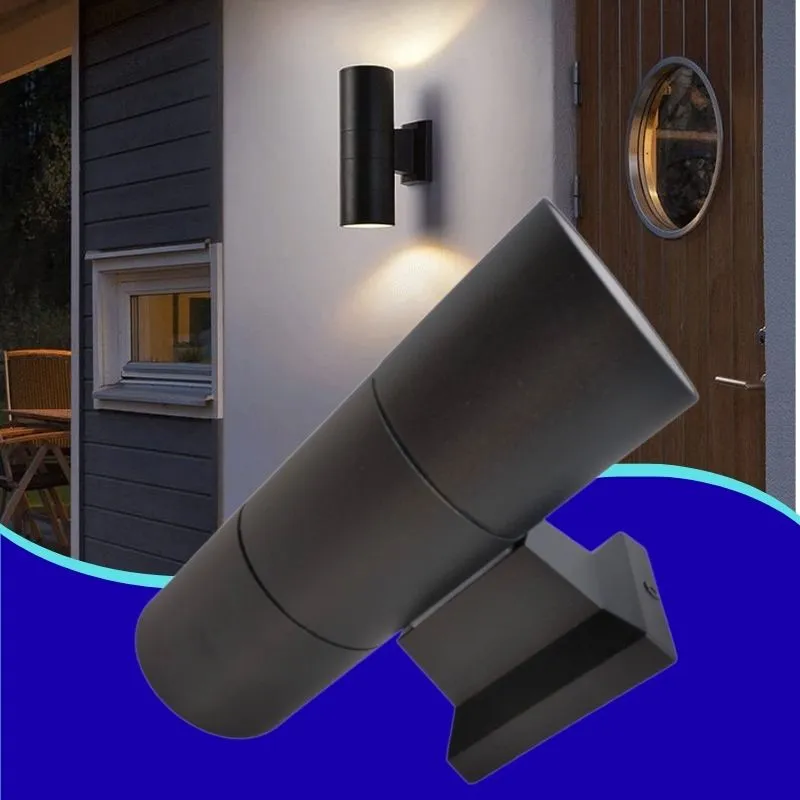 [ADE-019] INN- LUMINARIA PARED CILINDRO DOBLE NEGRO 2*GU10