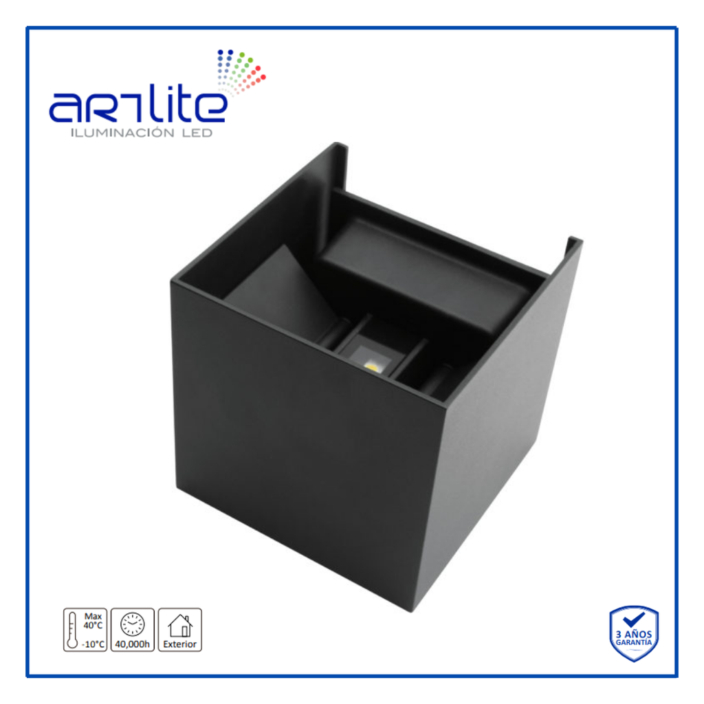 INN- ARBOTANTE CUADRO 6W NEGRO LUZ CALIDA 3000K