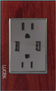 LCK- PLACA CON CONTACTO DUPLEX Y 2 ENTRADAS DE USB. MADERA OSCURO