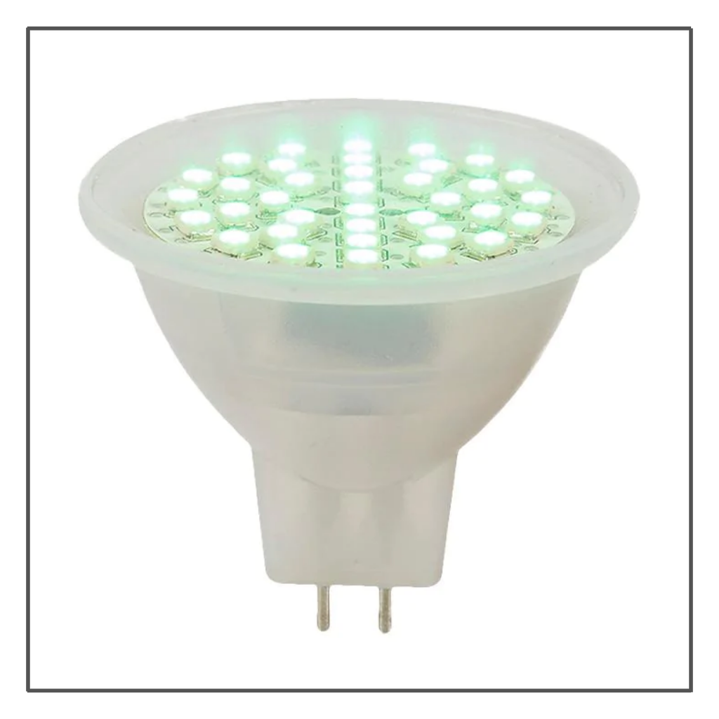 [LA-317] GEO- MR16 18 LEDS VERDE C/CUBIERTA