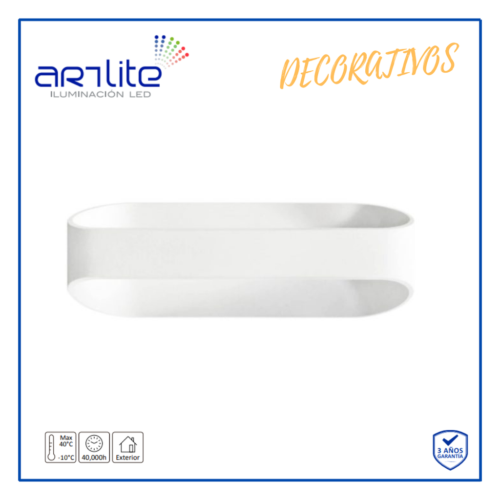 [ADE-008] INN- LUMINARIA PARED ÓVALO BLANCO EXTERIOR BLANCO CALIDO 12W