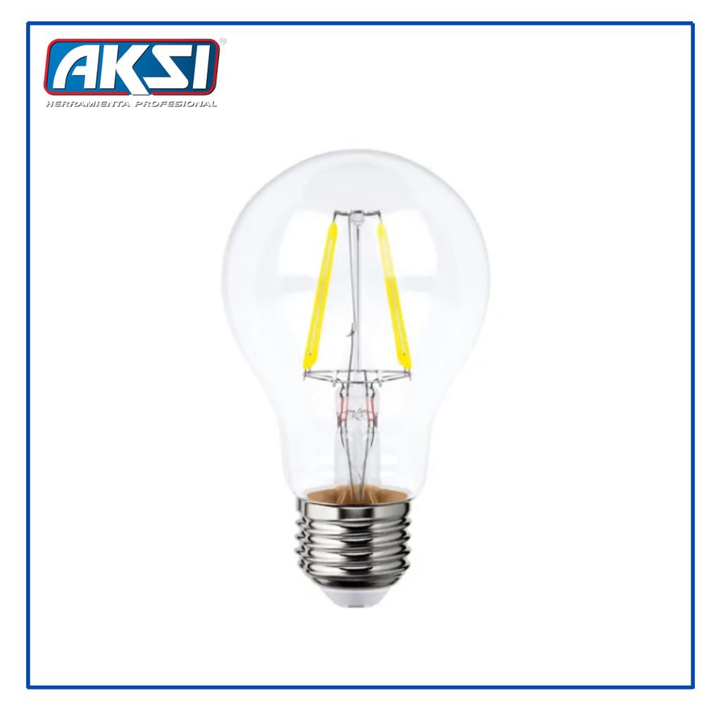 [115595] AKS- FOCO LED FILAMENTOS A19 8W LUZ BLANCA, CAJA COLOR