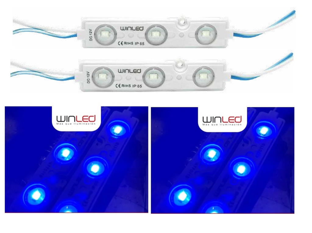 20pz - MÓDULOS DE 3 LED SMD 2835 12v EXTERIOR AZUL