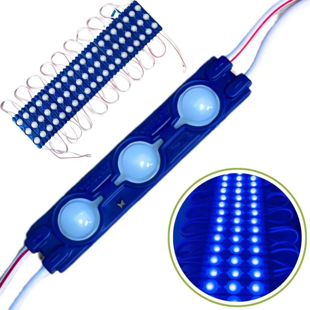 [ML3-AZx20 / AOIQ45099] 20pz MÓDULOS DE 3 LED SMD EXTERIOR 12v AZUL