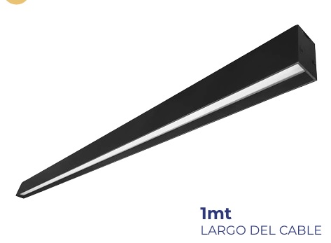 [ADE-610] INN- DECORATIVO COLGANTE LED LINEAL 45W 1.2M ALUMINIO NEGRO BLANCO CÁLIDO