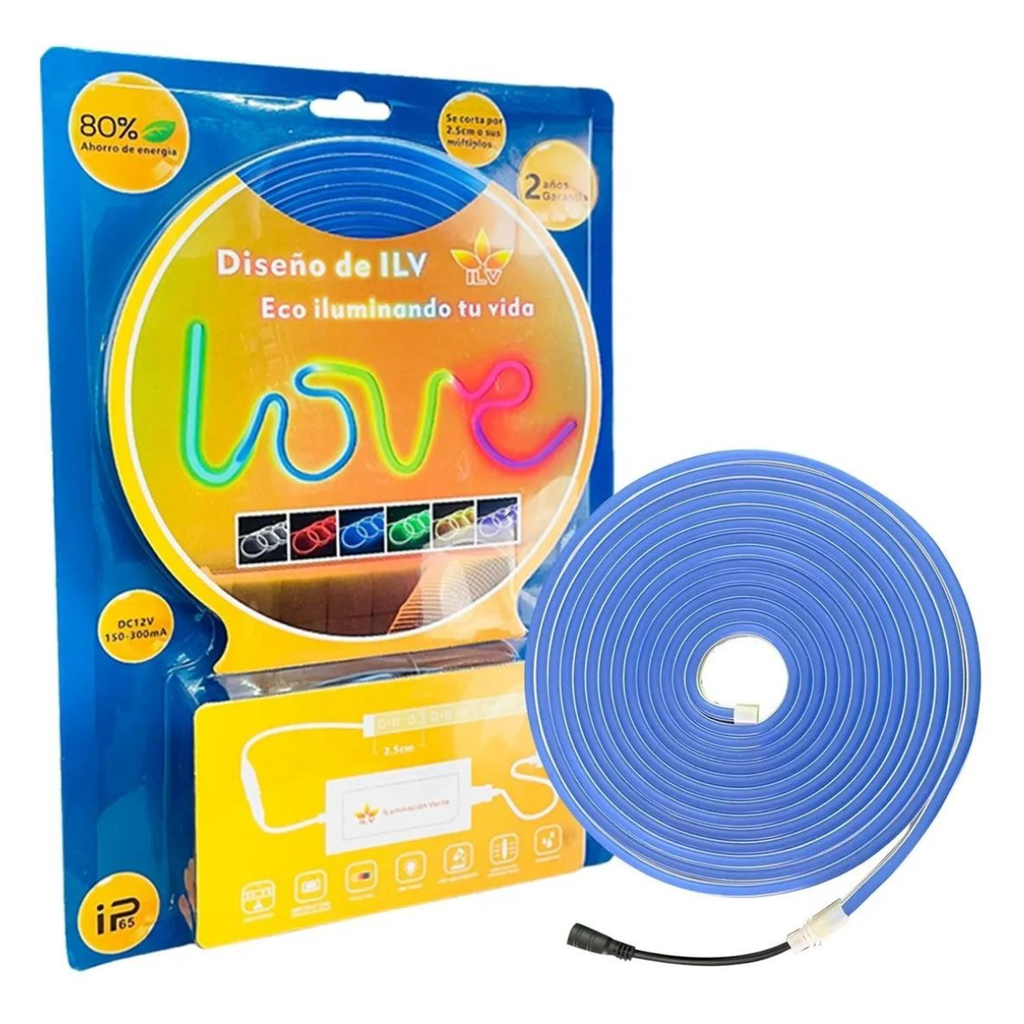 ILV - TIRA NEON FLEX 5M 2835 CON DRIVER AZUL
