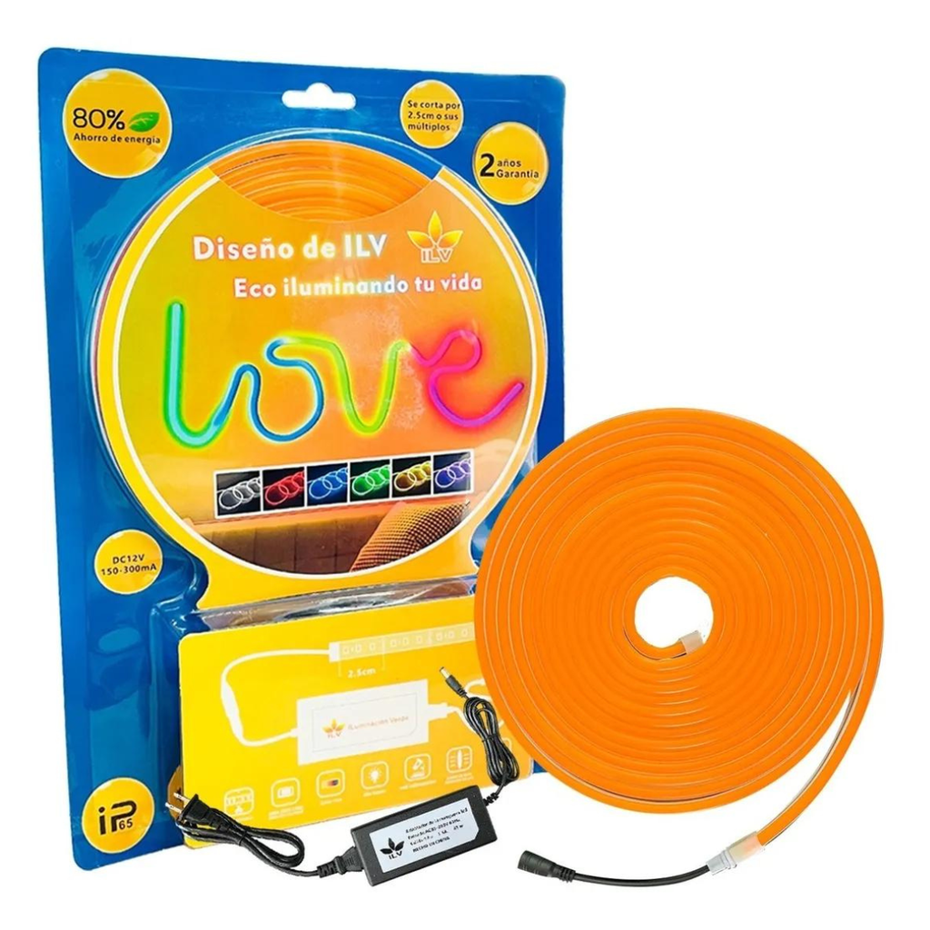 [DD-05V-07-10A-NARANJA] ILV - TIRA NEON FLEX 5M 2835 CON DRIVER NARANJA