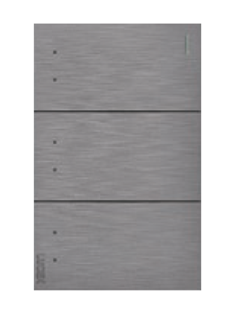 [BF10-P] LCK -  PLACA PLANA CON 3 INTERRUPTORES DE ESCALERA DE 1 MÓDULO FLAT PLATEADO