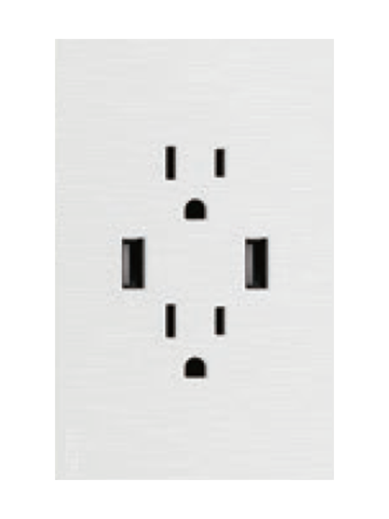 [BF25-B] LCK - PLACA PLANA CON 2 MODULOS Y 2 ENTRADAS DE USB FLAT BLANCO