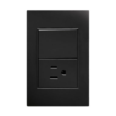 [APL-305] APL-305 PLACA  CON 1 CONTACTO Y 1 APAGADOR 3 VIAS NEGRO