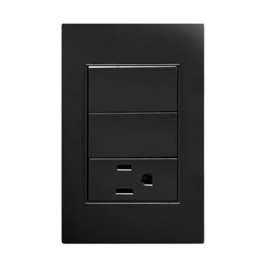 [APL-306] APL-306 PLACA CONTACTO SENCILLO Y 2 INTERRUPTORES 3 VIAS NEGRO