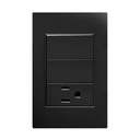 APL-306 PLACA CONTACTO SENCILLO Y 2 INTERRUPTORES 3 VIAS NEGRO