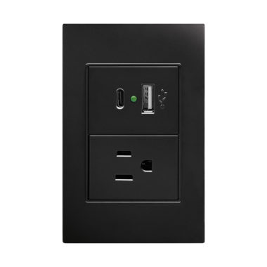 [APL-307] APL-307 PLACA CONTACTO SENCILLO Y CONVERTIDOR DE VOLTAJE DOBLE USB NEGRO