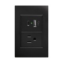 APL-307 PLACA CONTACTO SENCILLO Y CONVERTIDOR DE VOLTAJE DOBLE USB NEGRO