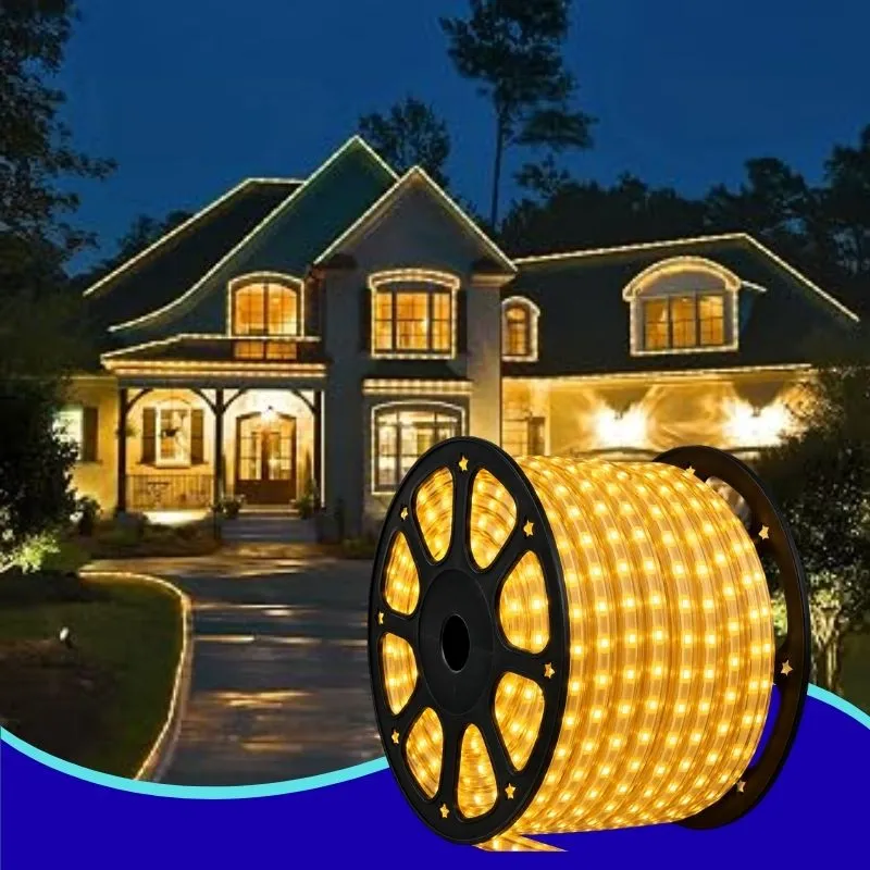 [DD-03V-07-10A] ILV - 50m Manguera LED SMD5050 350w DORADA c/3 CLAVIJAS Y CLIPS