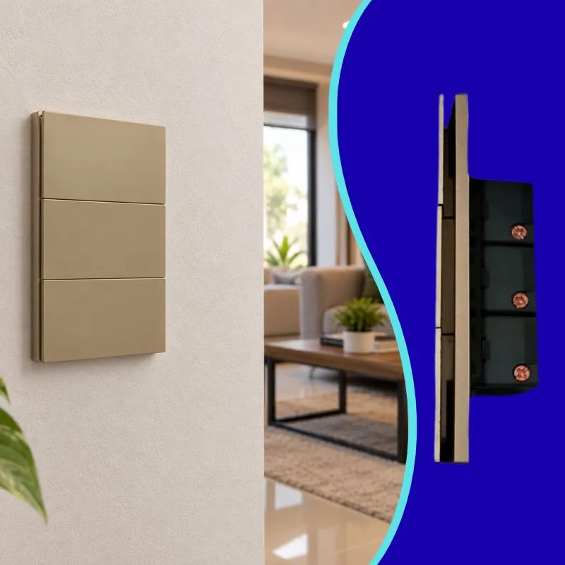 APL-503 PLACA LUXURY APAGADOR DE 3 INTERRUPTORES 3 VÍAS COLOR ORO