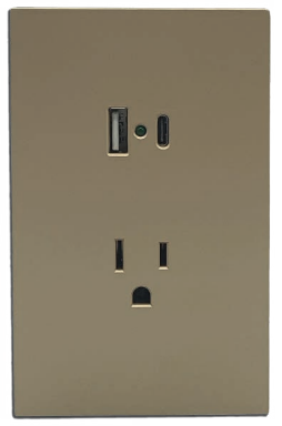 [APL-507] APL-507 PLACA LUXURY DE CONTACTO DOS SALIDAS USB TIPO A Y TIPO C COLOR ORO