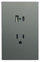 APL-407 PLACA LUXURY DE CONTACTO DOS SALIDAS USB TIPO A Y TIPO C COLOR GRIS OXFORD